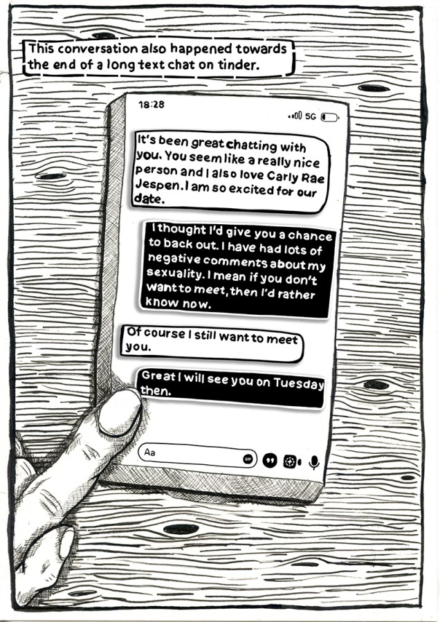 Zine page for Biphobic Messages sent to me on Dating Apps